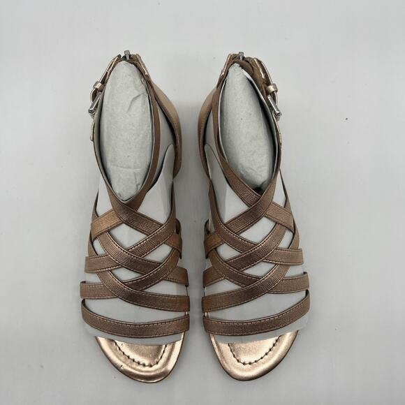 Marc Fisher Cross Weave Stretch Sandals Size 6 M Rose Gold - Picture 6 of 10